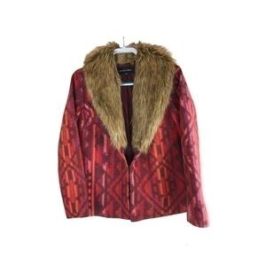 Colleen Lopez Fur Lined Collar Coat Size M
